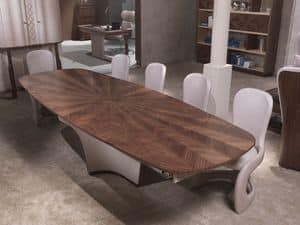 TA61K Desyo Tisch, Ausziehbarer Tisch, in eingelegtem Holz, fr Wohnzimmer
