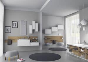 Domino 09, Badezimmermbel, mit lackierten Wandeinheiten