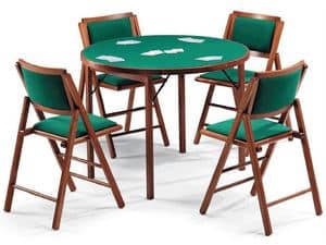 Gioco 111 table, 105IMB chair, Spieltisch mit grnem Tuch, runde Spitze
