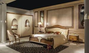 LE22K Arts gepolsterten Bett, Klassisches Doppelbett mit gepolstertem Kopfteil
