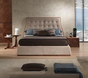 LE23 Contemporary Bett, Bed in Canaletto Nussbaum, gepolstert, verschiedenen Ausfhrungen