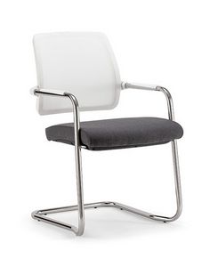 Kos White Air 01, Stuhl mit freitragendem Metallgestell und Netzrckenlehne