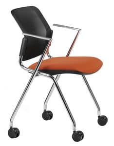NESTING DELFINET 075 R, Stuhl mit verchromtem Metallgestell und den Armlehnen mit Rollen