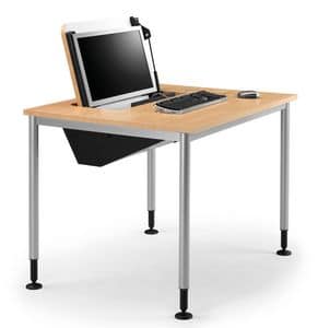 SYSTEM 789, Tisch mit den Fen verstellbar, einziehbare PC-Speicher