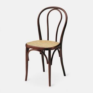 Praga 501 Stuhl, Stuhl aus dampfgebogenem Holz, Sitz aus Wienerstroh