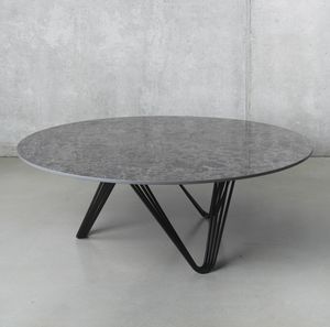 Pacemaker Side Table, Runder Beistelltisch aus Stahl, anpassbare Platte
