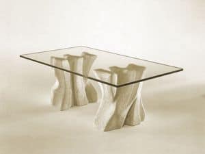 Contrasto, Stein Couchtisch fr das Haus mit Tischplatte aus Glas