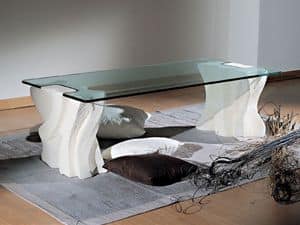 Contrasto Sagomato, Elegante Couchtisch fr Wohnzimmer, Stein und Glas