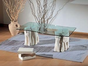 Elefantini, Couchtisch fr Wohnzimmer, aus Stein und Glas