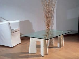 Riflesso, Tisch mit Basis in Stein fr Heim und Bro