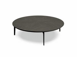 TL63C Circle kleiner Tisch, Runder Couchtisch aus eingelegtem Holz und Metall