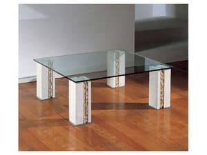 Tracce, Tabelle mit 4 Beinen in Stein, oben in Glas