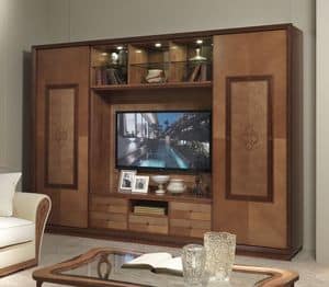LB38 Charme Bcherregal, TV-Schrank mit Bcherregal, klassisch modernen Stil