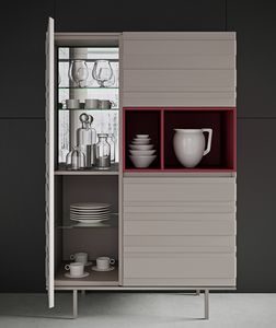 STRIPE Schrank comp.02, Schrank mit Schaukasten Nische, mit minimalem Design