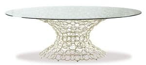Mondrian, Tisch mit Metallfu, Glasplatte
