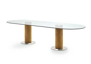 Rolling B, Tisch mit ovaler Glasplatte