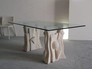 Archivio, Tisch aus Stein mit Spitze aus Glas, modernen Stil gemacht
