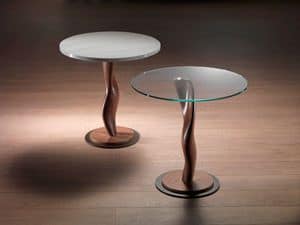 TL42 Pistillo  kleiner Tisch, Tisch aus Massivholz mit Glasplatte fr Wohnzimmer