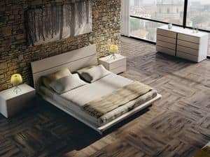 Bett Design 12 - Tabatha LM7K Neve, Doppelbett aus Holz, mit eleganten Oberflchen