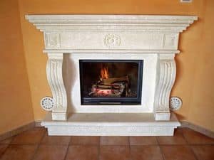 Fireplace Livorno, Struktur aus in Vicenza weien Stein fr Kamin