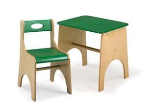 LEILA E LEILA/T, Stuhl und Tisch fr Kinder, aus Sperrholz, fr Schule und Spielpltze