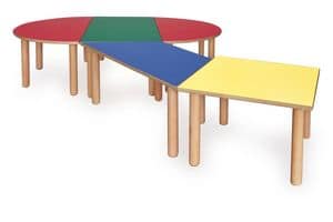 ITALIA COLLECTION, Modularer Tisch fr Kinder, aus Holz, verschiedene Farben, fr Schulen und Kindergrten