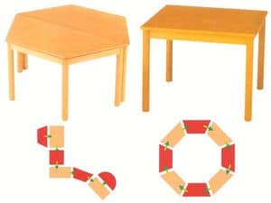 Tavolo componibile, Modulare Tische, aus Buchenholz, fr Kindergarten und Schule