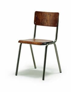 2.06.0, Metallstuhl mit Sitz und Rckenlehne aus Holz, fr Kirchen