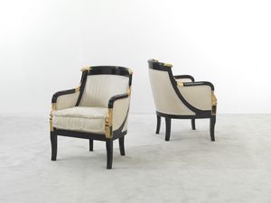 104, Imperialer Sessel aus gestreiftem Stoff