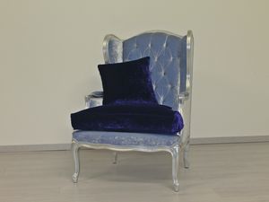 Brgere blauer Samt, Bergere-Sessel aus eisblauem und tintenblauem Samt