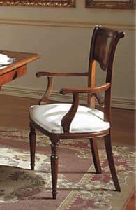 Canova Stuhl Kopf des Tisches, Stuhl Kopf des Tisches, geschnitzt und mit Intarsien, in Nussbaum