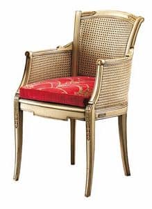 Isabella FA.0160, Canne Stuhl mit gepolstertem Sitz, ideal fr Wohnrume im klassischen Luxus-Stil