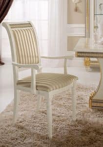 Liberty Stuhl mit Armlehnen, Stuhl mit Armlehnen, mit einem klassischen Design, kostbare Goldblattschmuck