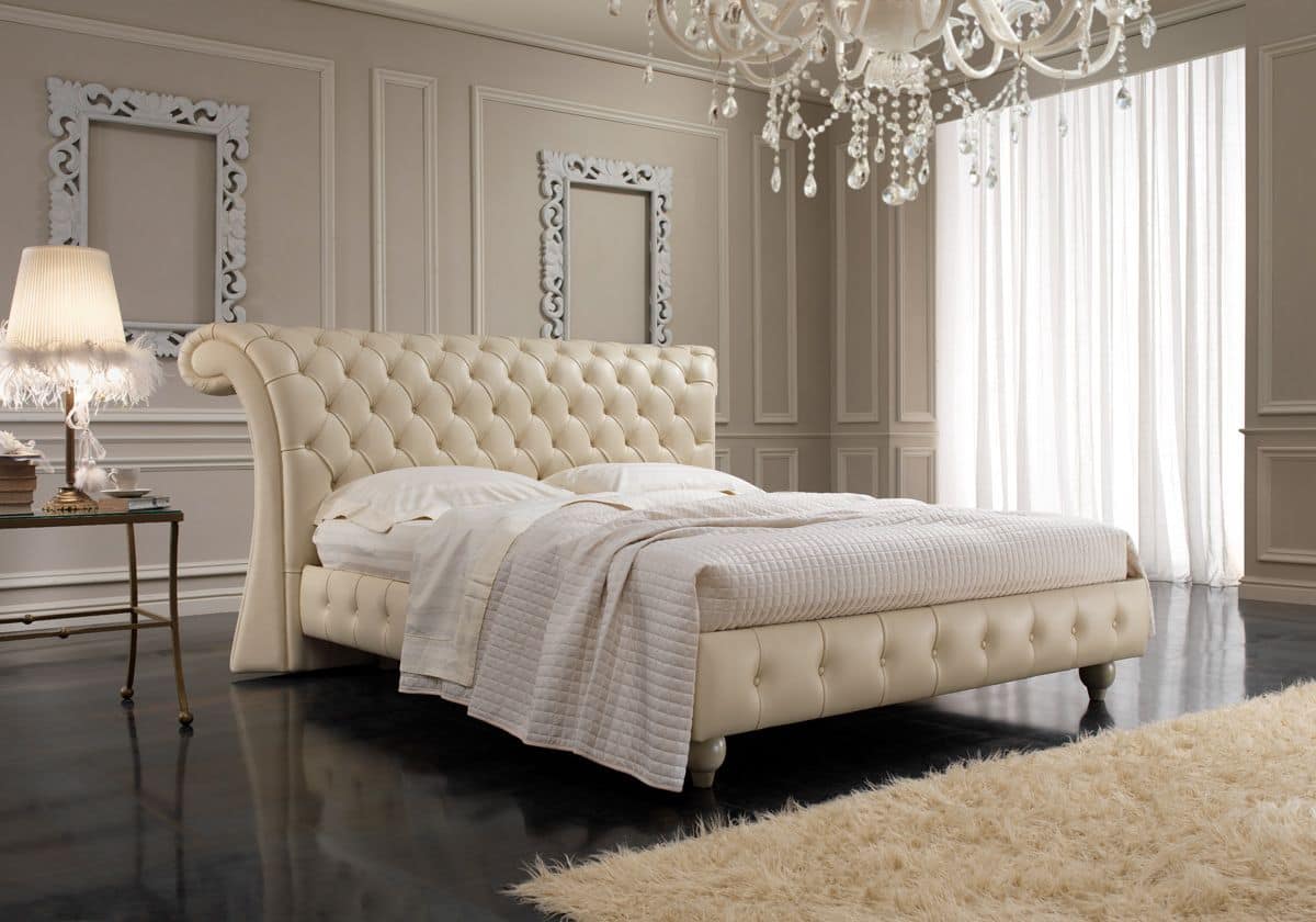 Englisch -Stil Doppelbett, capitonnè Kopfteil, für Schlafzimmer, Hotels,  Villen | IDFdesign