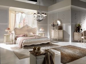 Chippendale Bett lackiert, Elegantes geschnitztes Bett