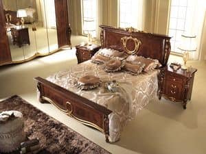 Donatello Bett, Mit neoklassizistischen Stil, geschwungene Futeil und Kopfteil Bett, von Hand dekoriert