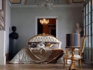 Giorgione Bett, Hand fertigen Bett, gesteppt, Blattgold Dekorationen