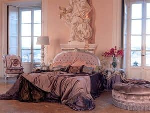 Guttuso, Klassisches Doppelbett, Silber-Finish, fr Schlafzimmer