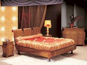 LE02 Le Volute Bett, Bett in gebogenem Holz, von Hand verziert, fr luxurise Zimmer