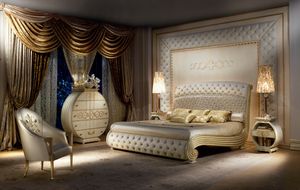 LE20 Vanity Bett, Luxurise lackierte Bett, gesteppte Kopf-und Futeil