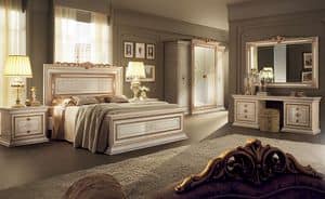 Leonardo Schlafzimmer 2, Klassische Mbel fr Schlafzimmer, mit Doppelbett, Kleiderschrank 4 Tren, Schminktisch und Nachttischschubladen2