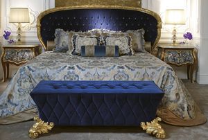 Bett 3690, Klassisches Luxusbett mit goldener Oberflche