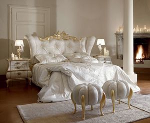 Matilde Bett, Luxurises und elegantes Bett mit gebleichten Golddetails