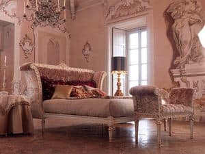 Monnet Bett, Klassisches Doppelbett in wei lackiertem Holz