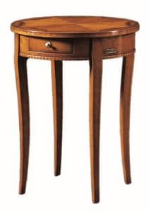 Tiziano FA.0139, Kleiner runder Tisch mit einer Schublade, handgefertigt