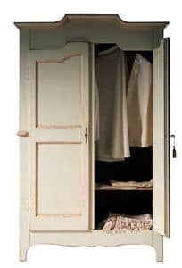Genevive BR.0751, Lack-Kleiderschrank mit 2 Tren, mit einem internen Regal, geeignet fr Schlafzimmer im klassischen Stil
