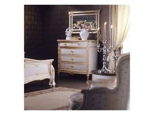 Art. 2001 chest of drawers, Klassische Kommode, wei Finish auf Blattgold, fr Luxus-Villen