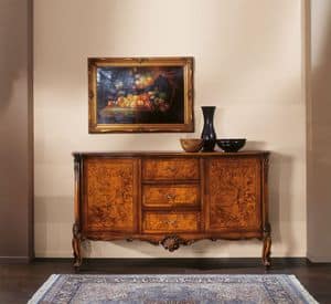 Art. 315, Klassisches Sideboard in Briar mit 2 Tren und 3 Schubladen