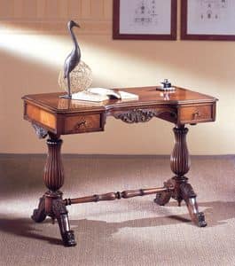 Art. 214, Luxurise Schreibtisch, Holz geschnitzt, mit 2 Schubladen
