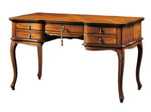 Melissa FA.0031, Barocken hlzernen Schreibtisch mit 5 Schubladen, kleine Blumenschmuck an den Beinen, geeignet fr Bros im klassischen Luxus-Stil